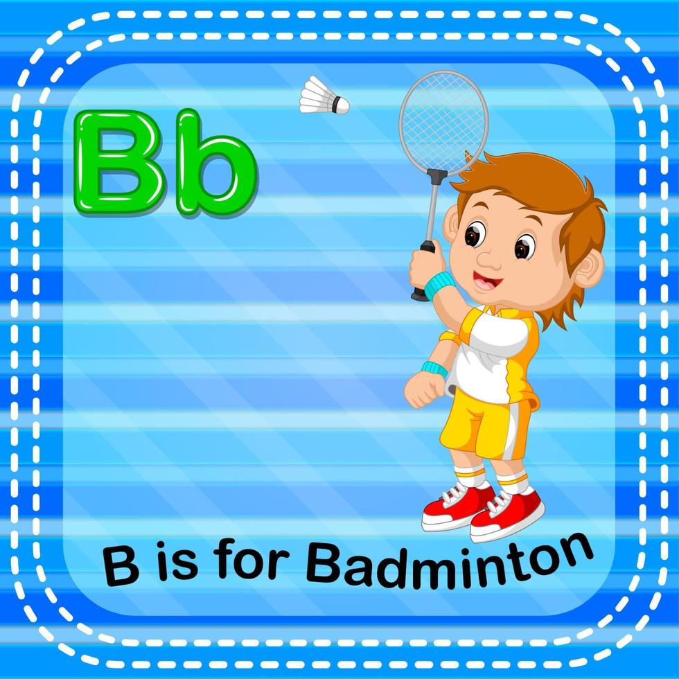 flashcard letter b is voor badminton vector