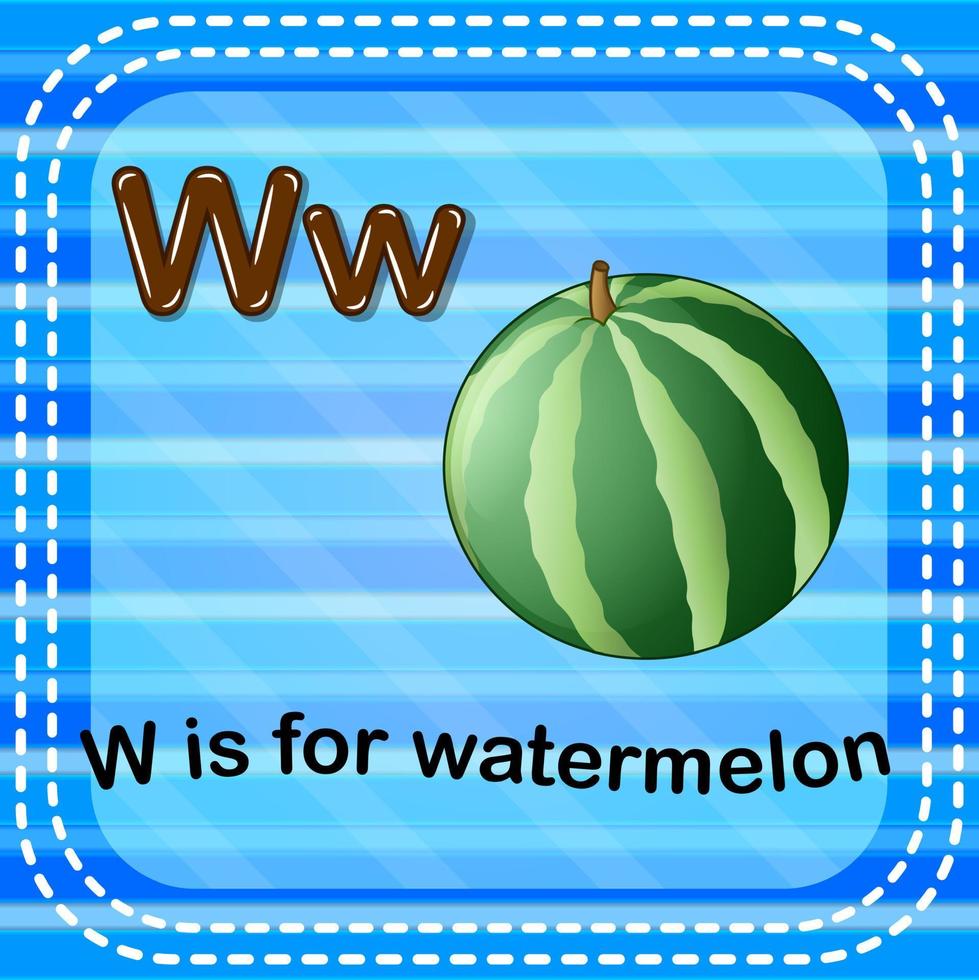 flashcard letter w is voor watermeloen vector