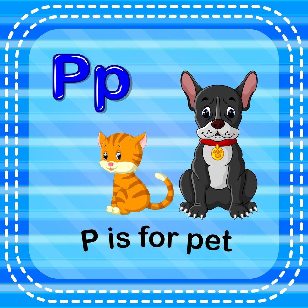 flashcard letter p is voor huisdier vector