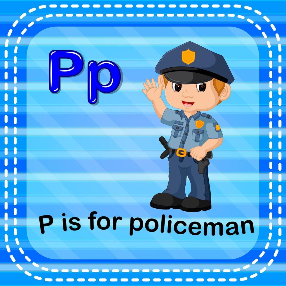 flashcard letter p is voor politieagent vector