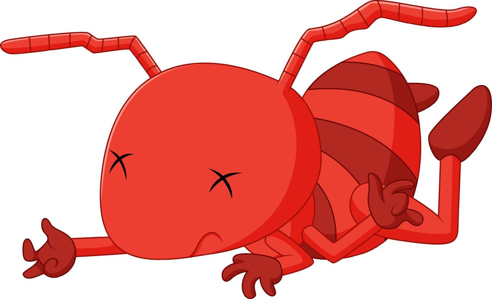 schattig rood mier verdriet vector