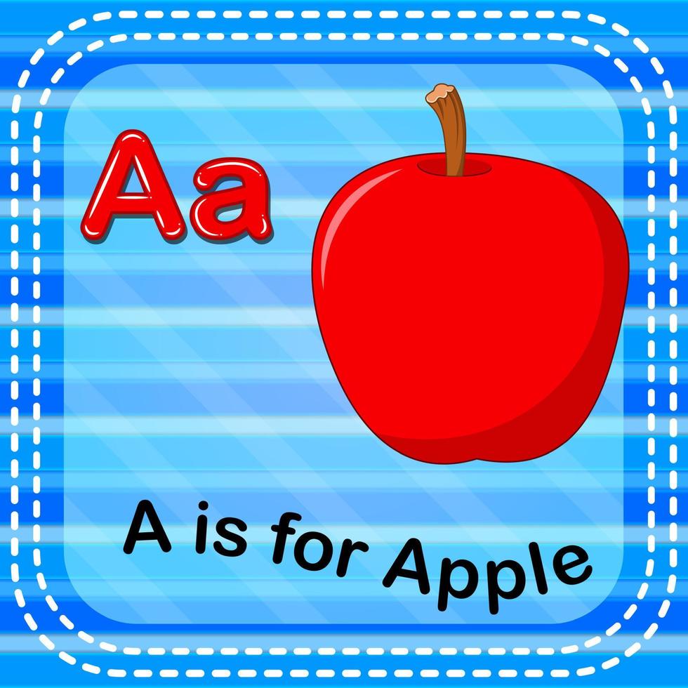 flashcard letter a is voor appel vector