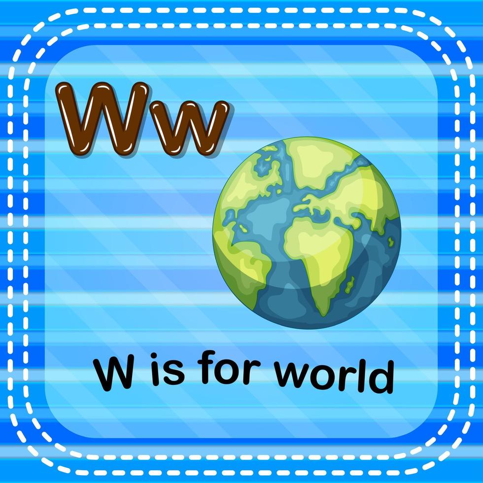 flashcard letter w is voor wereld vector