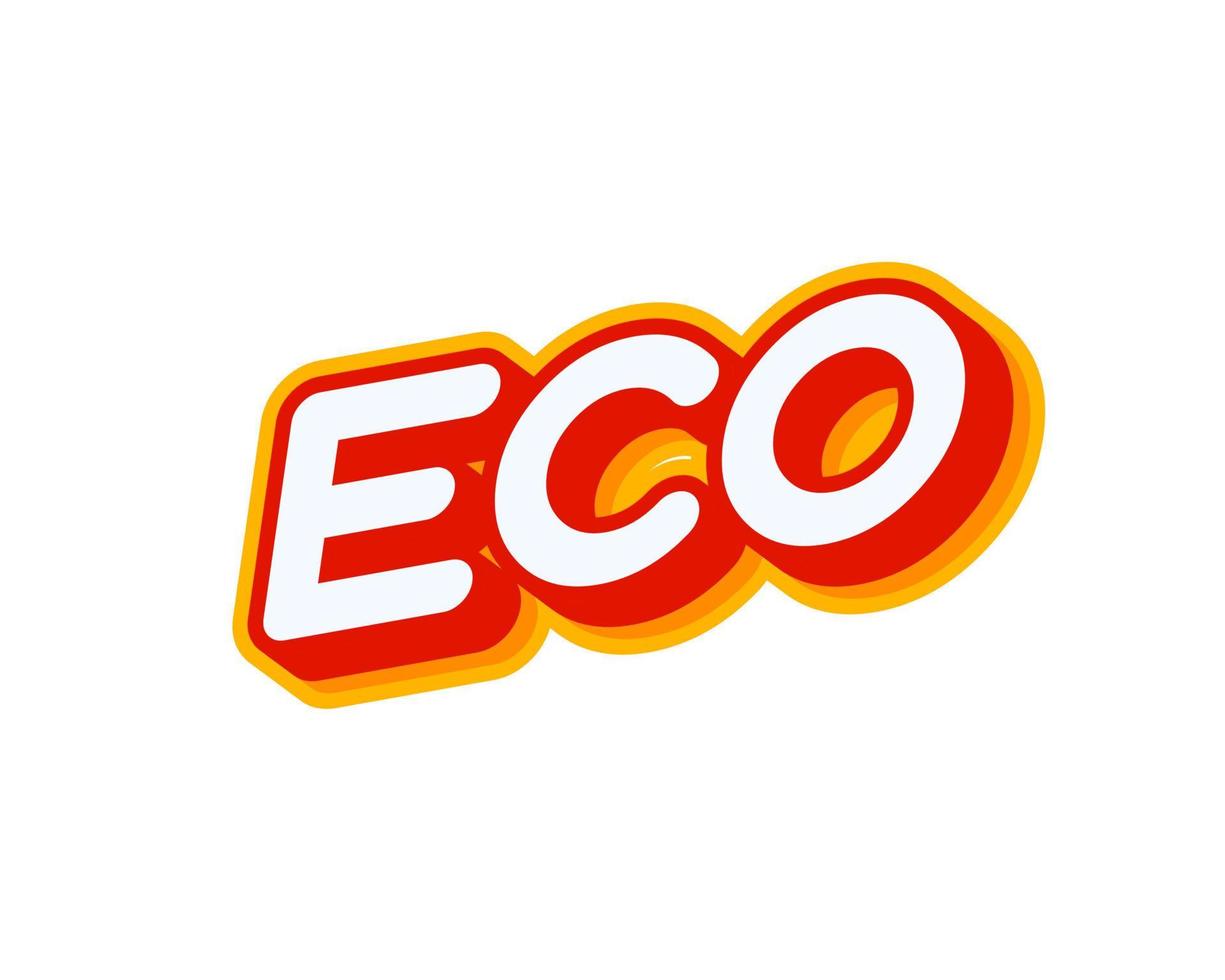 eco geïsoleerd op wit kleurrijke tekst effect ontwerp vector. tekst of inscripties in het Engels. het moderne en creatieve ontwerp heeft rode, oranje, gele kleuren. vector