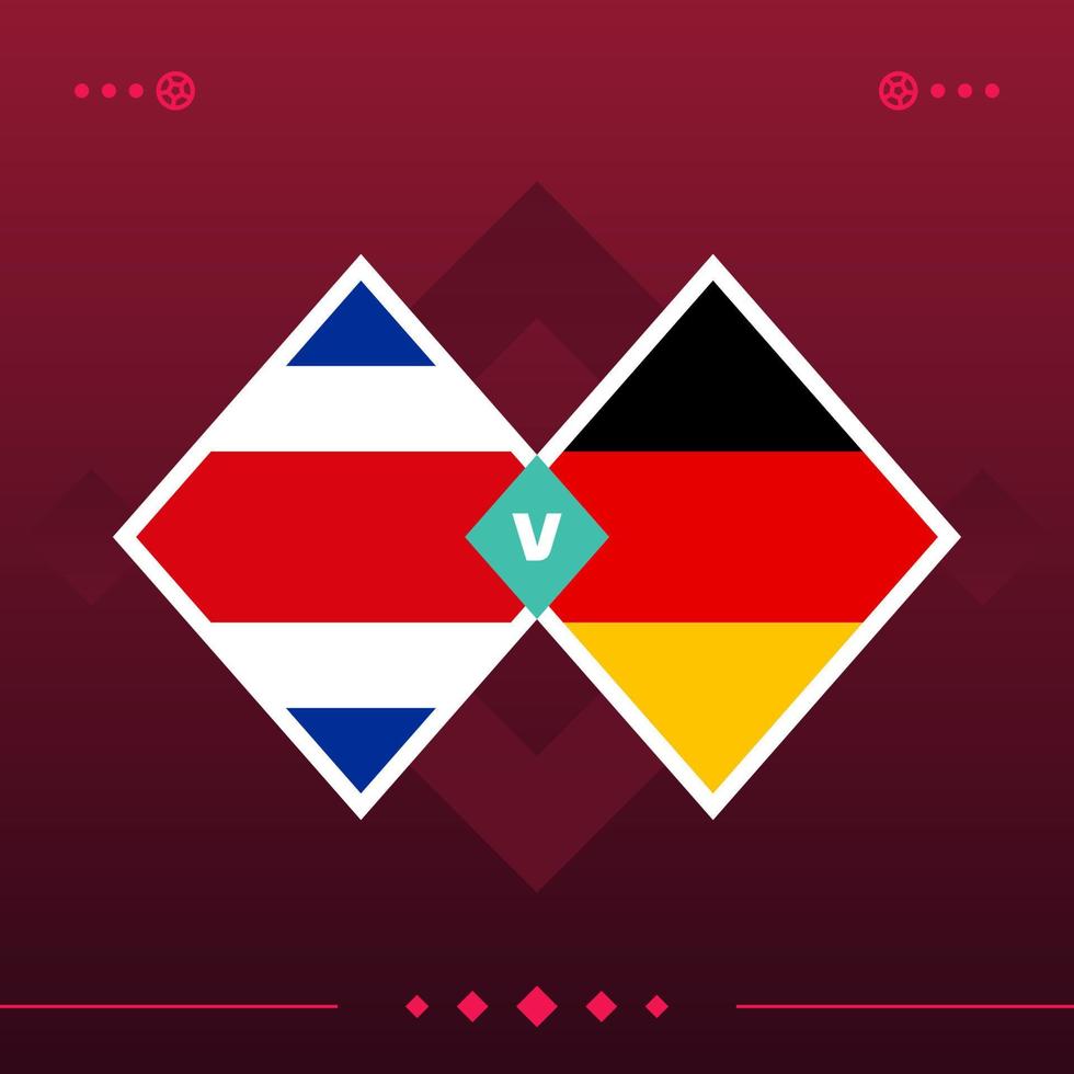 costa rica, duitsland wereld voetbal 2022 wedstrijd versus op rode achtergrond. vector illustratie