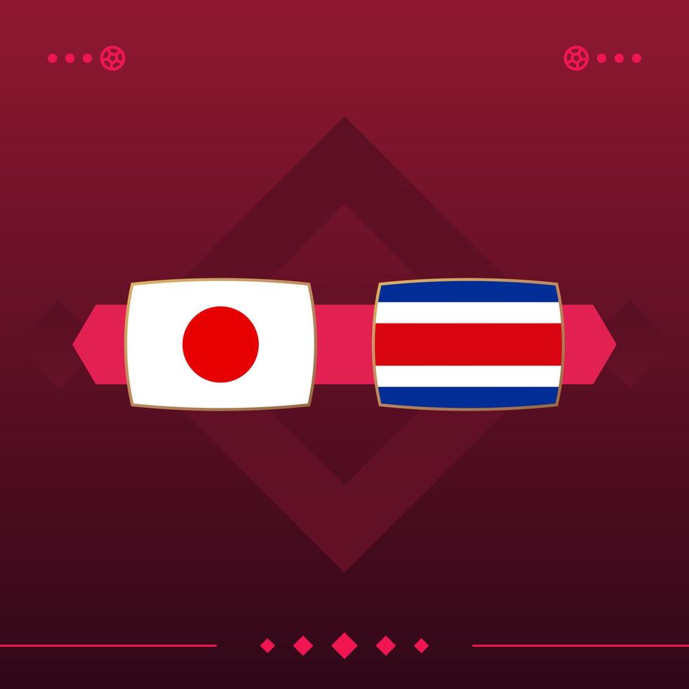 japan, costa rica wereld voetbal 2022 wedstrijd versus op rode achtergrond. vector illustratie