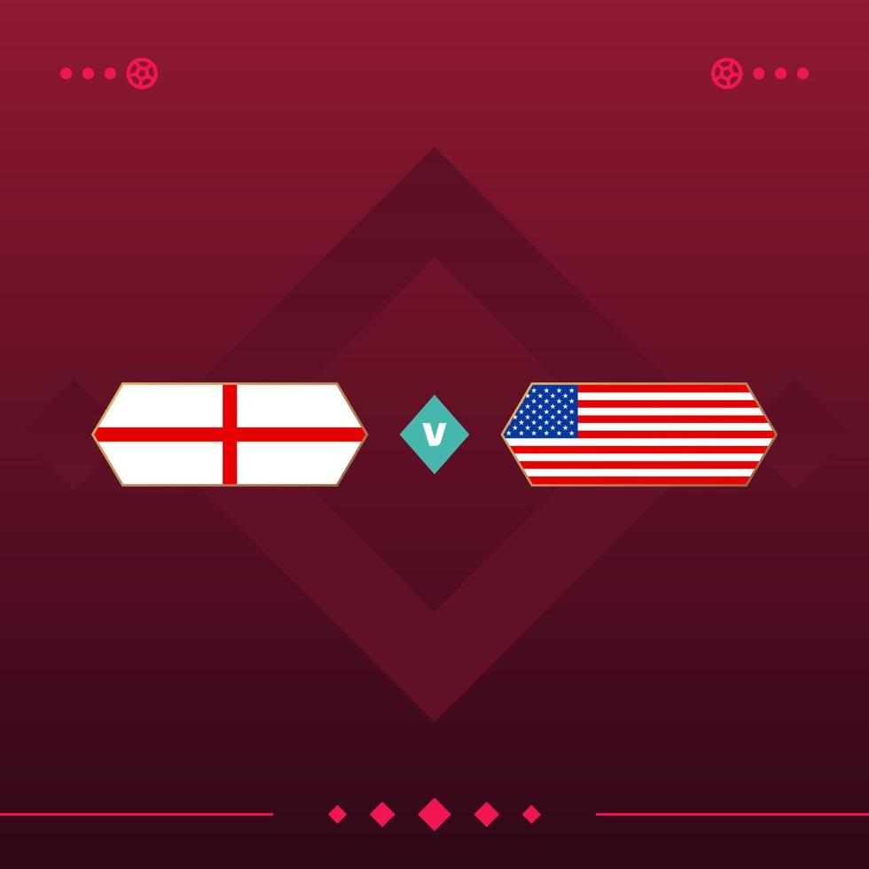 engeland, usa wereld voetbal 2022 wedstrijd versus op rode achtergrond. vector illustratie