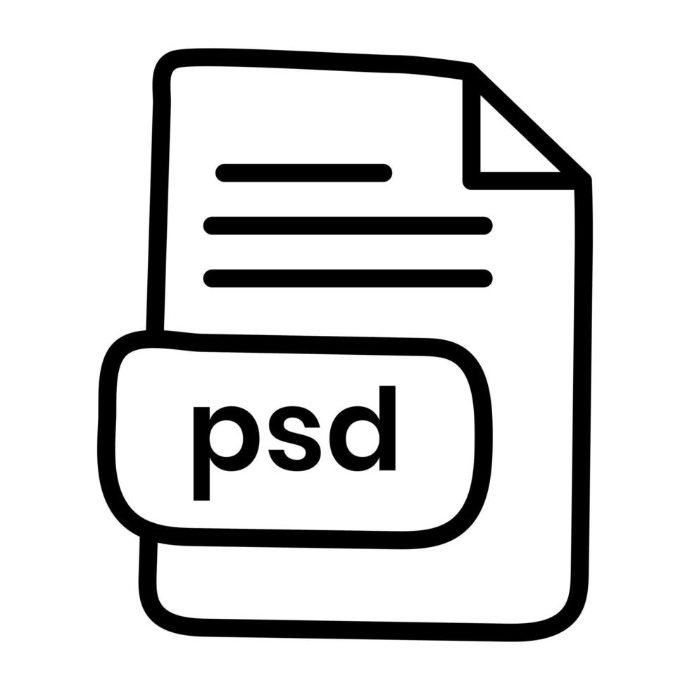 psd-bestandspictogram in lineair ontwerp vector