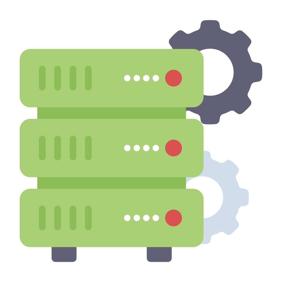 tandwielen met dataserver, icoon van serverinstelling vector