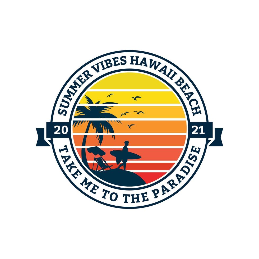 summer vibes hawaii beach breng me naar het paradijs strand logo t-shirt ontwerp vector