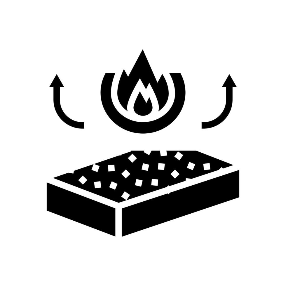 brandwerendheid minerale wol glyph pictogram vectorillustratie vector