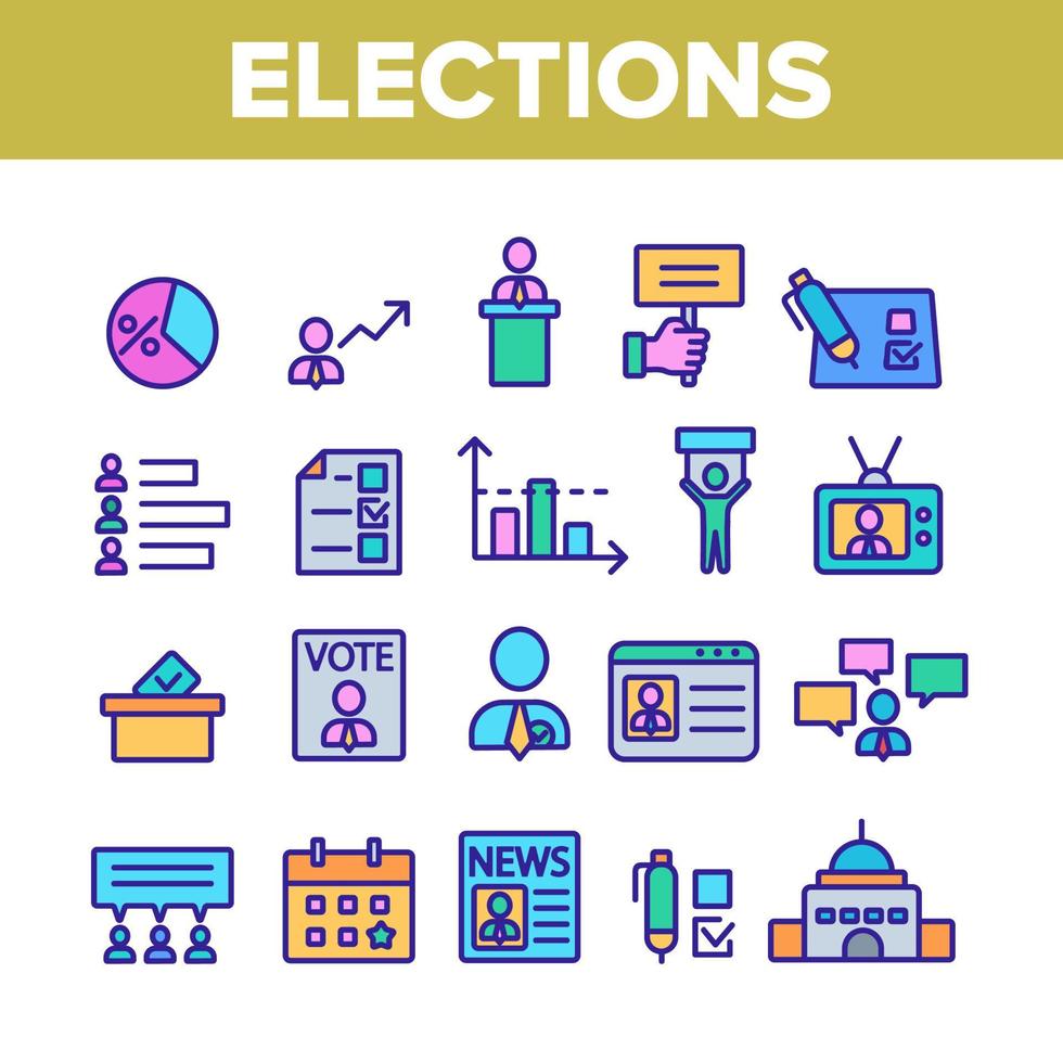 verkiezingen kleur elementen vector iconen set