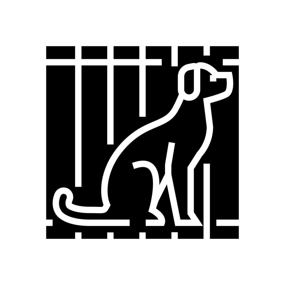 hond in kooi glyph pictogram vectorillustratie vector
