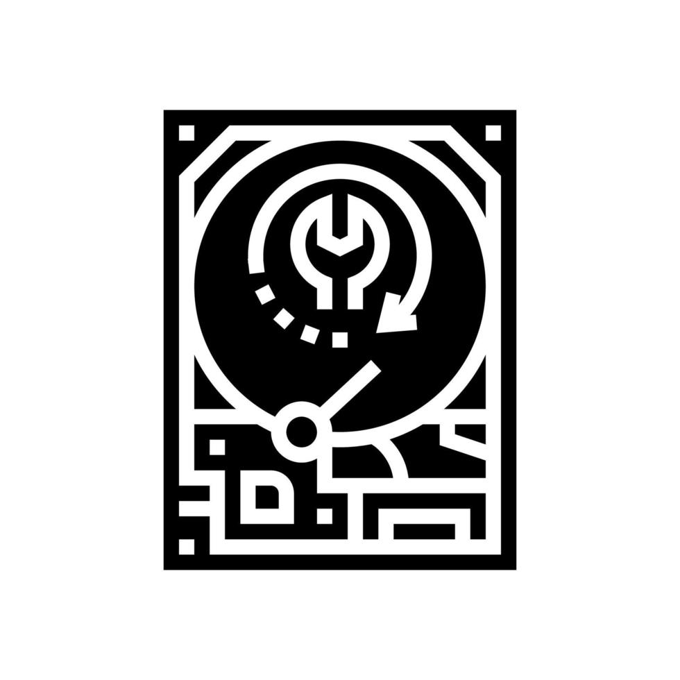 harde schijf gegevensherstel glyph pictogram vectorillustratie vector