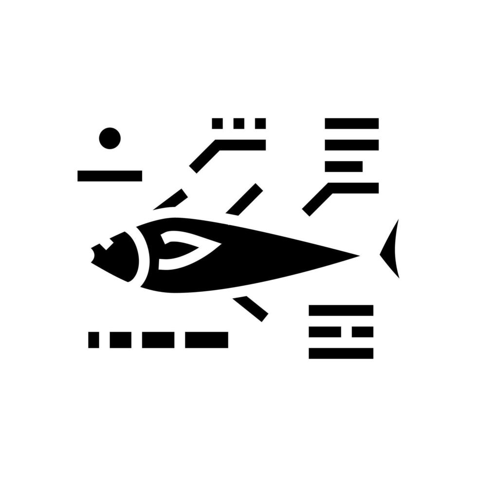 tonijn kenmerken glyph pictogram vectorillustratie vector