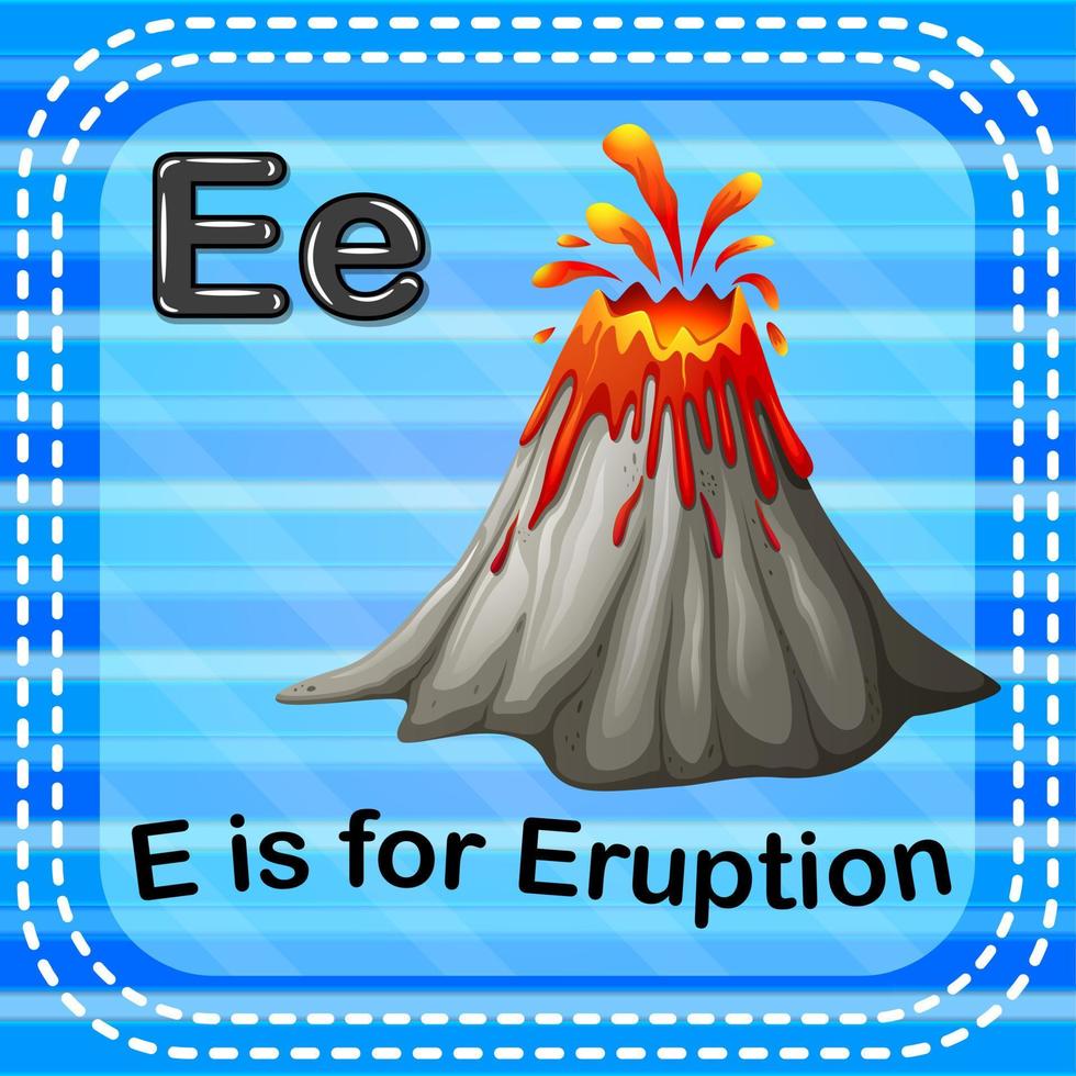 flashcard letter e is voor uitbarsting vector