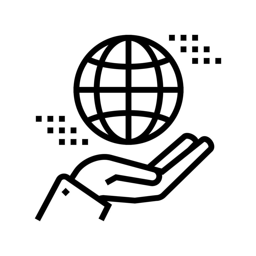 hand met aarde bol lijn pictogram vectorillustratie vector