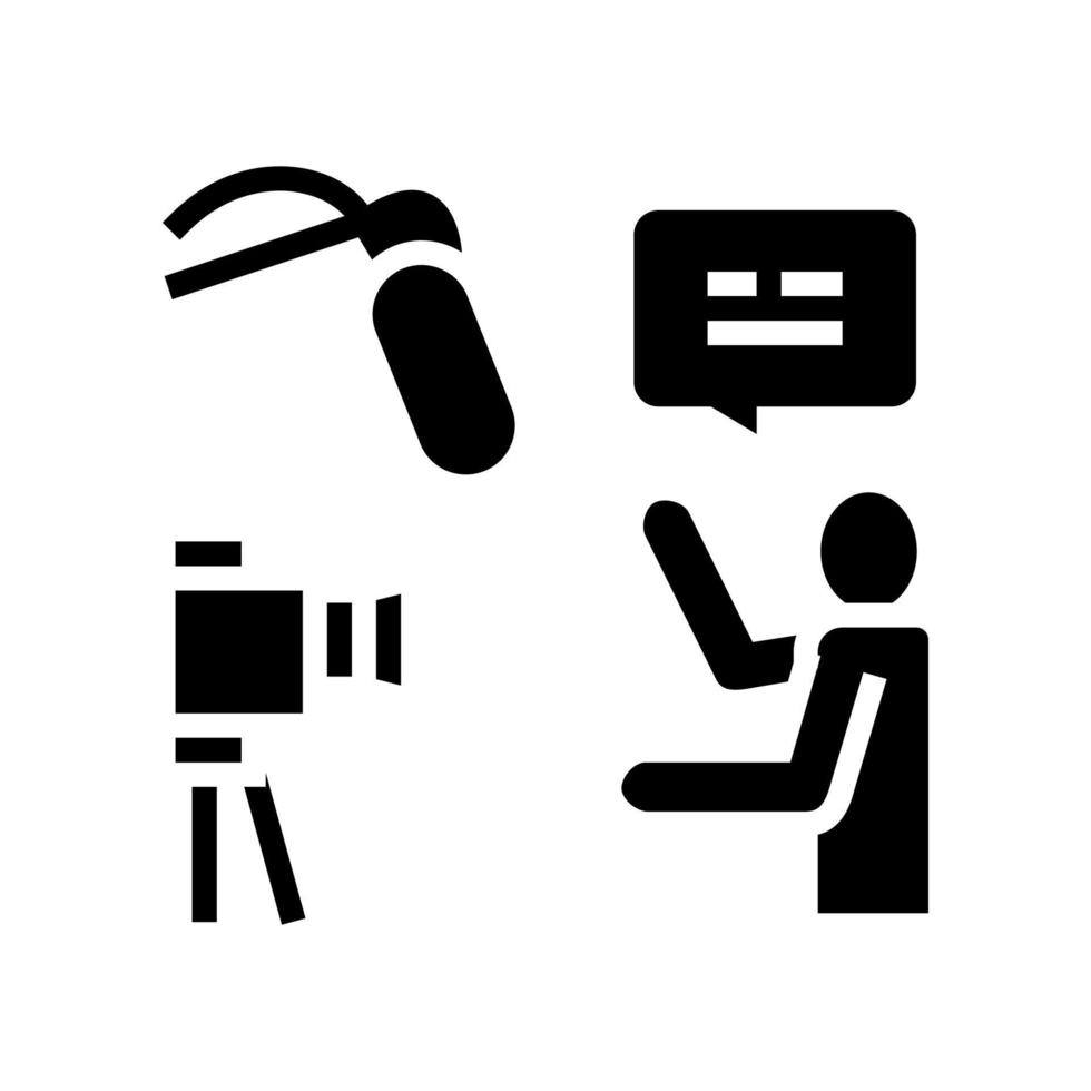 opname nieuws glyph pictogram vectorillustratie vector