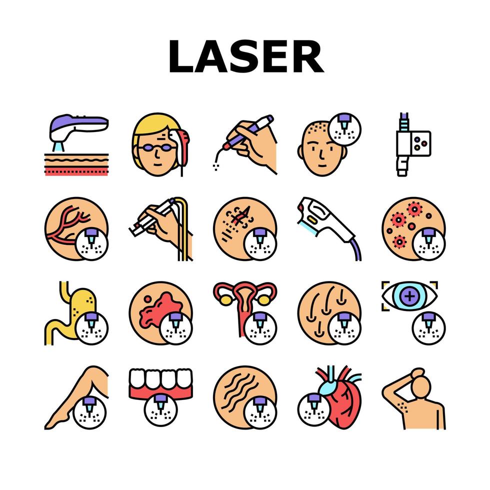 lasertherapie service collectie iconen set vector