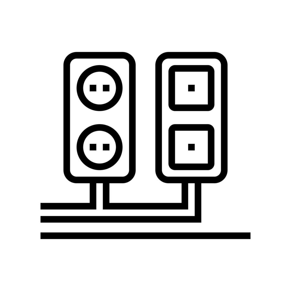 socket en antenne-uitgang installatie lijn pictogram vectorillustratie vector