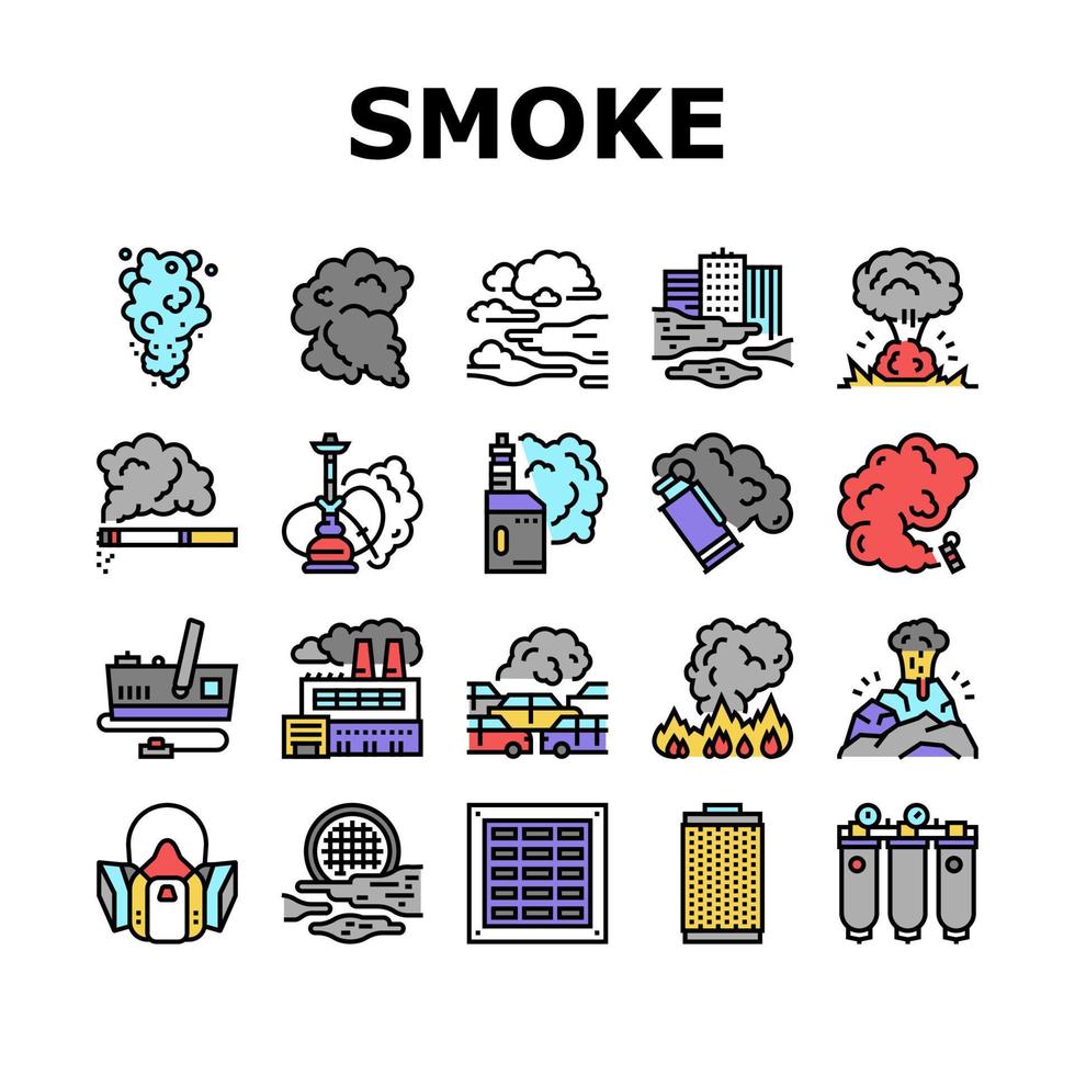 rook en mist stoom collectie iconen set vector