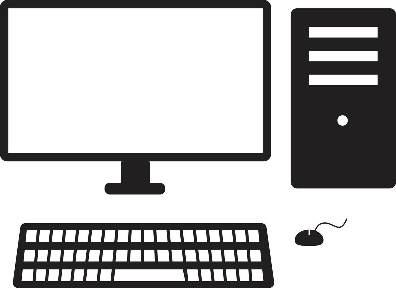 desktopcomputerpictogram op witte achtergrond. computer teken. pc-symbool. vlakke stijl. vector