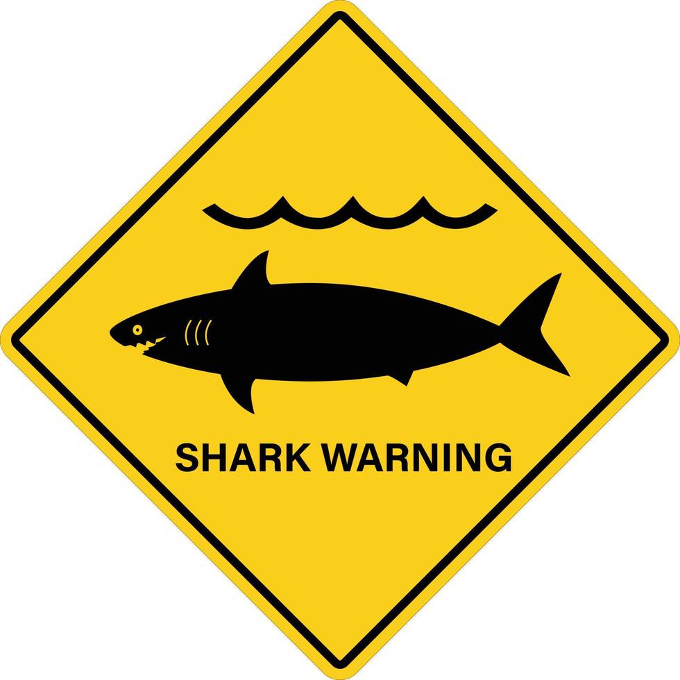 aandacht haai teken op witte achtergrond. waarschuwingsbord voor haaien. waarschuwing over haaiensymbool. vlakke stijl. vector