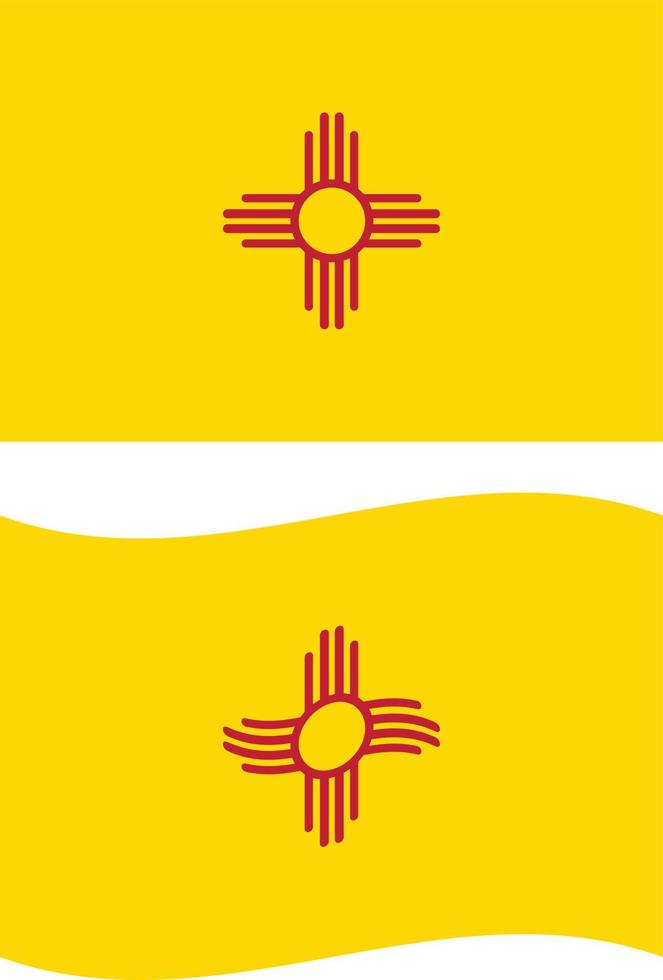 vlag van new mexico op witte achtergrond. nieuwe mexico staat vlag teken. wapperende vlag van new mexico. vlakke stijl. vector