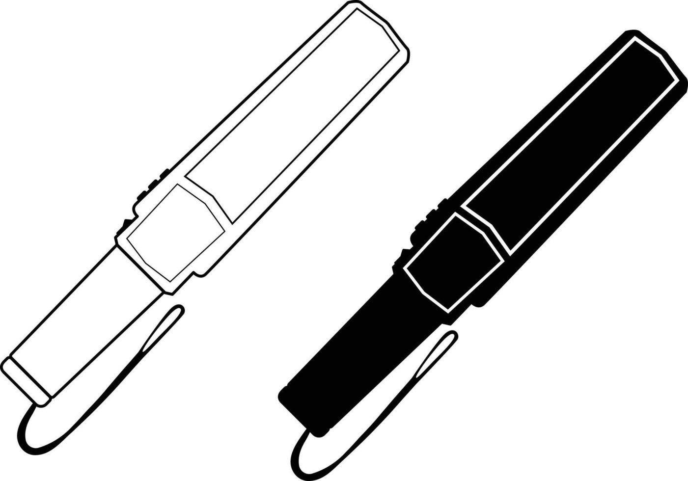 metalen scanner overzicht pictogram. handheld detecteert metalen bord. metaaldetector symbool. vlakke stijl. vector