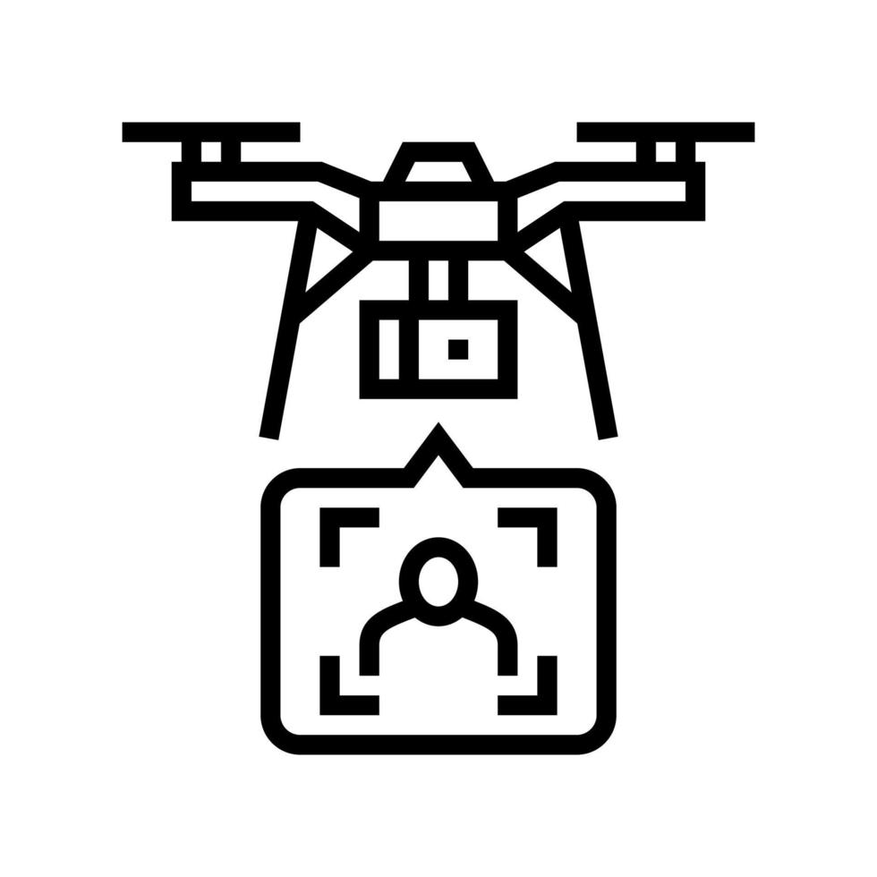 drone levering en identificeren met gezicht id technologie lijn pictogram vectorillustratie vector
