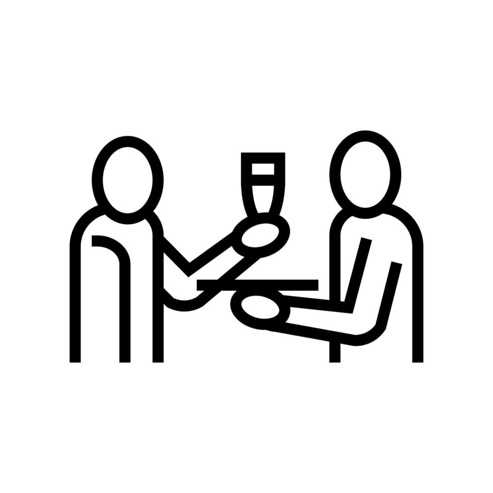 ober aanbieden van dranken lijn pictogram vectorillustratie vector