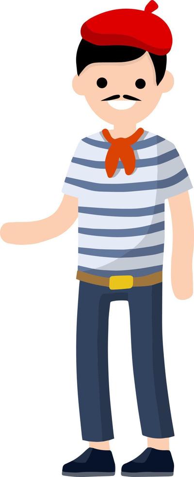 franse man in blauw gestreepte kleding vector