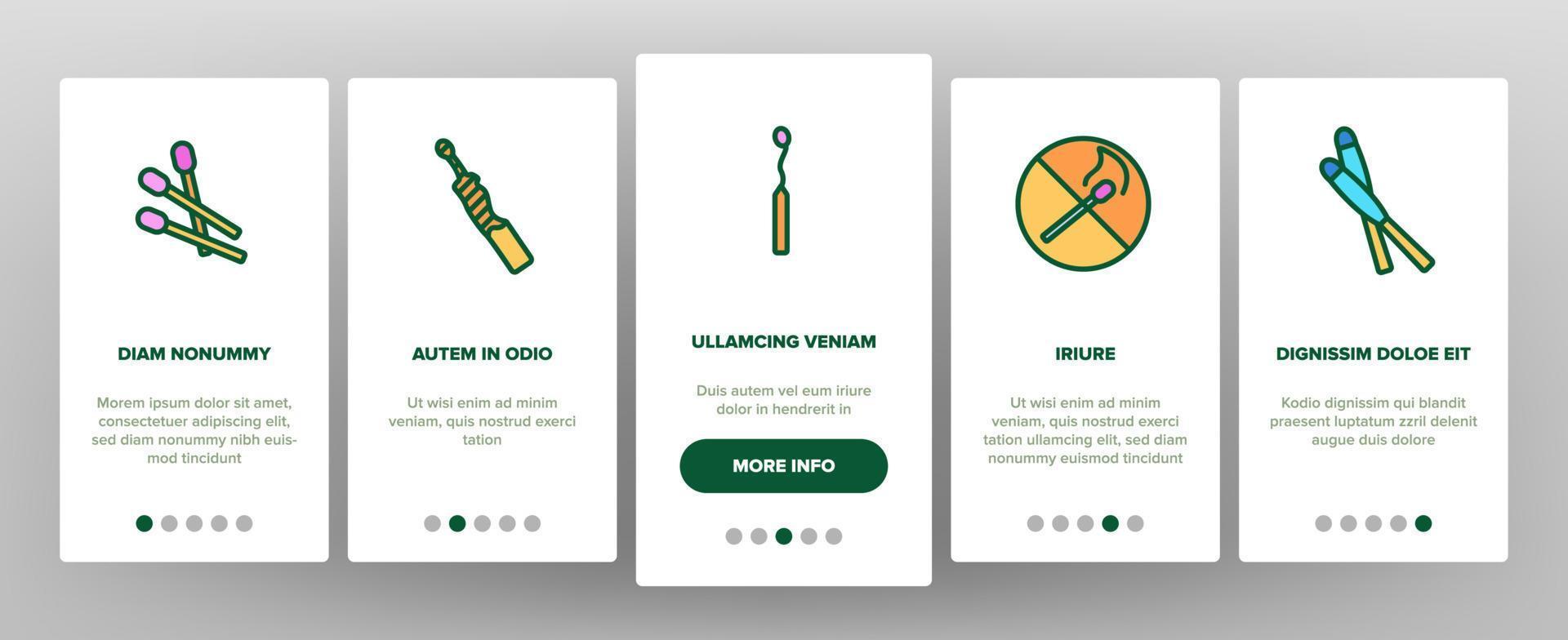 match brandend vuur onboarding pictogrammen instellen vector