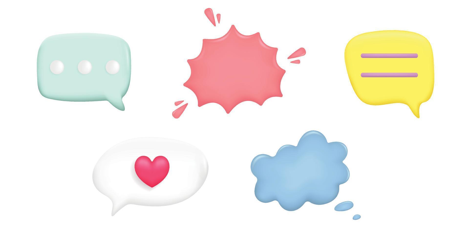 chat kleur bubbels 3D-vector set vector