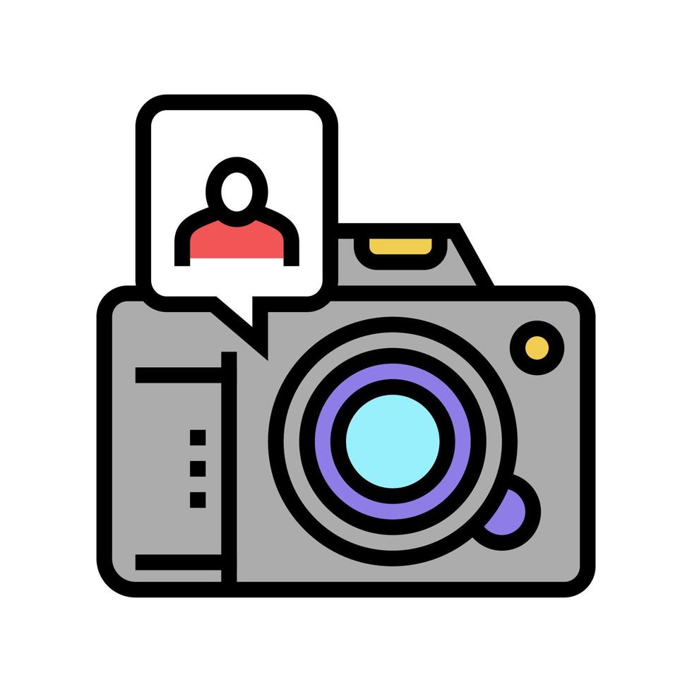 fotocamera maak kaart voor gezicht id kleur pictogram vectorillustratie vector