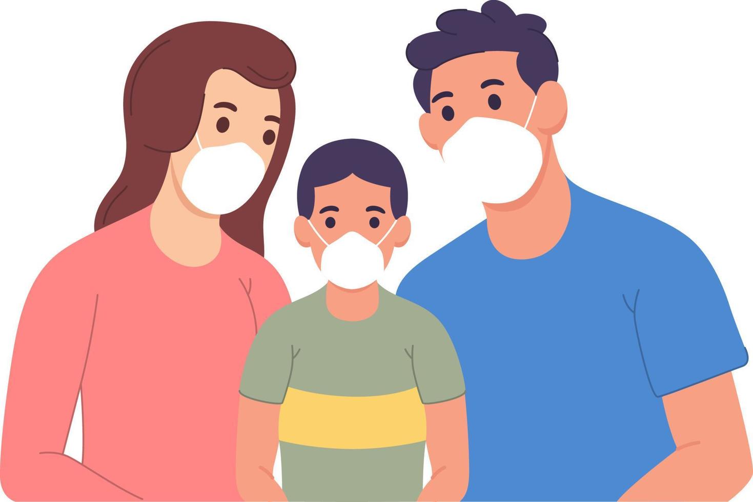 illustratie van een familie die een masker draagt vector