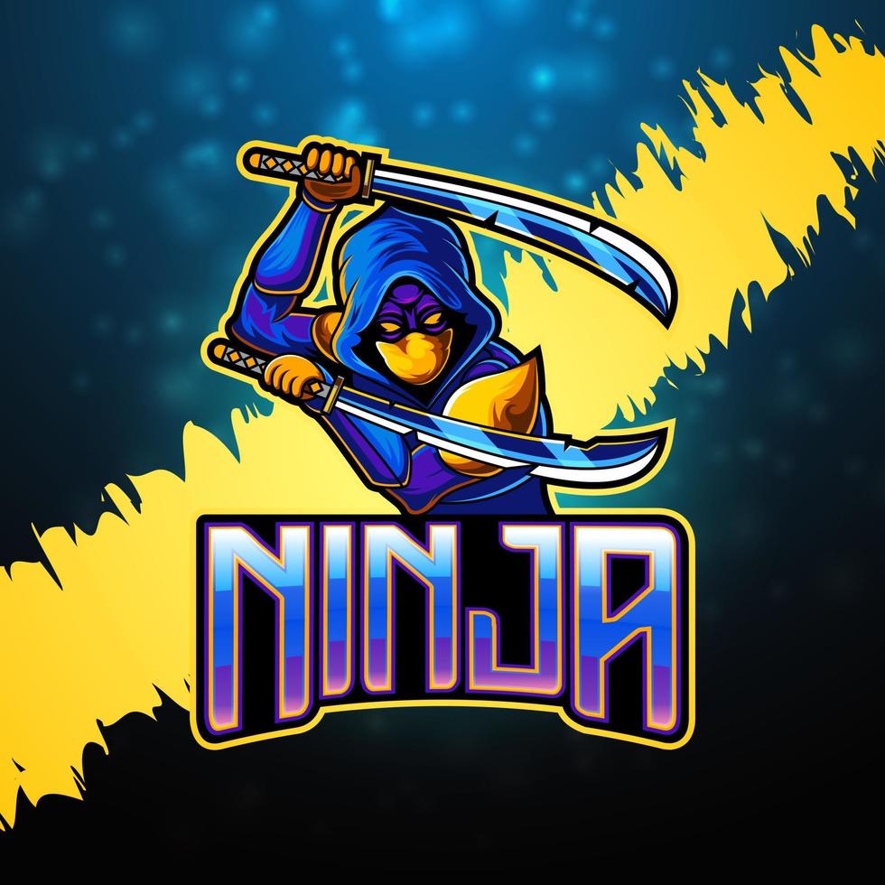 ninja esport mascotte logo ontwerp vector