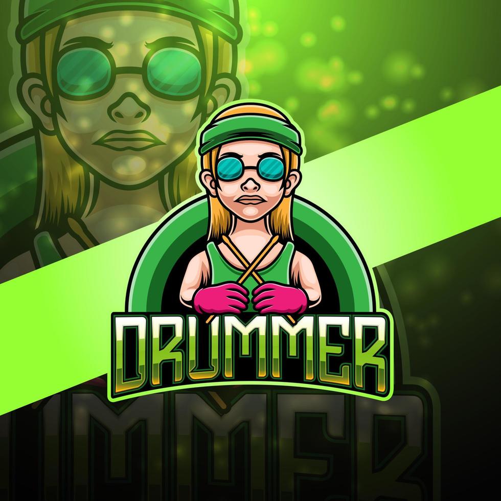 drummer mascotte logo ontwerp vector