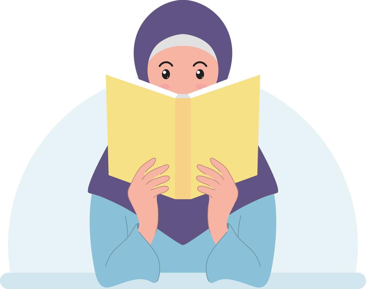portret van een moslimvrouw die een boek leest vector