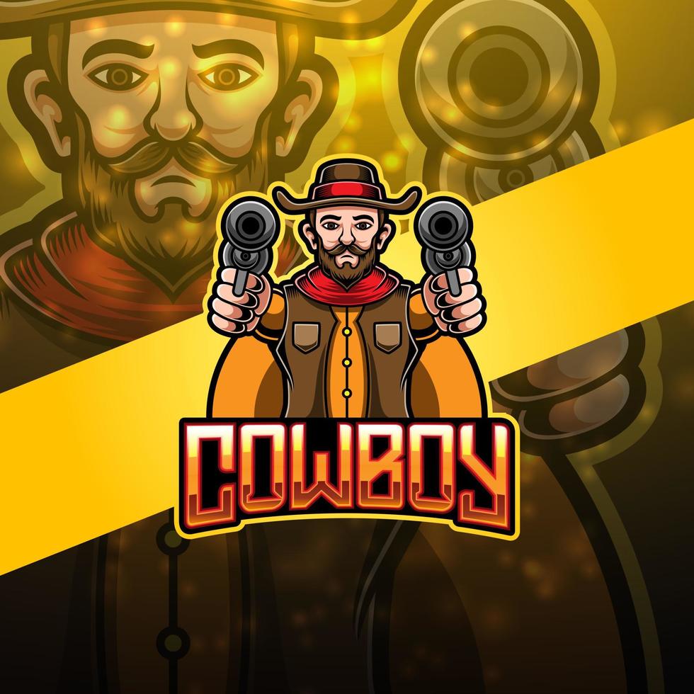 cowboy esport mascotte logo ontwerp vector