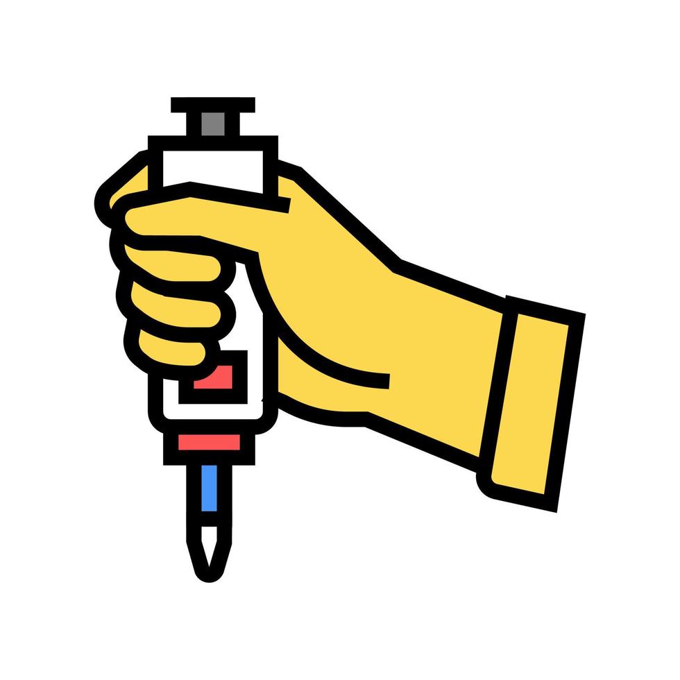 hand met chemische tool kleur pictogram vector geïsoleerde illustratie