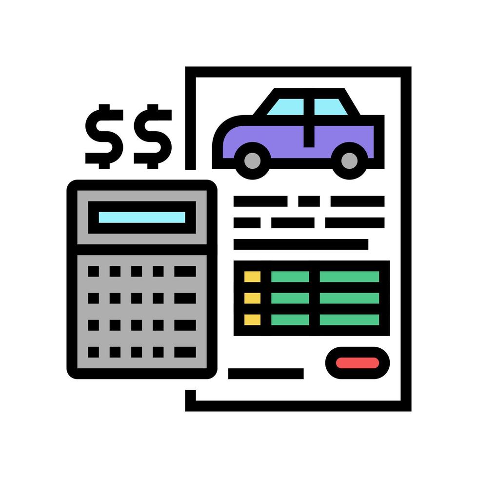 financiering auto rekenmachine kleur pictogram vectorillustratie vector