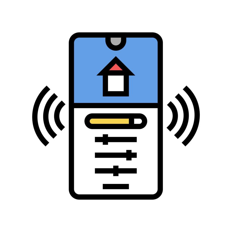 mobiele applicatie voor controle en instellen van slimme huiskleurpictogram vectorillustratie vector