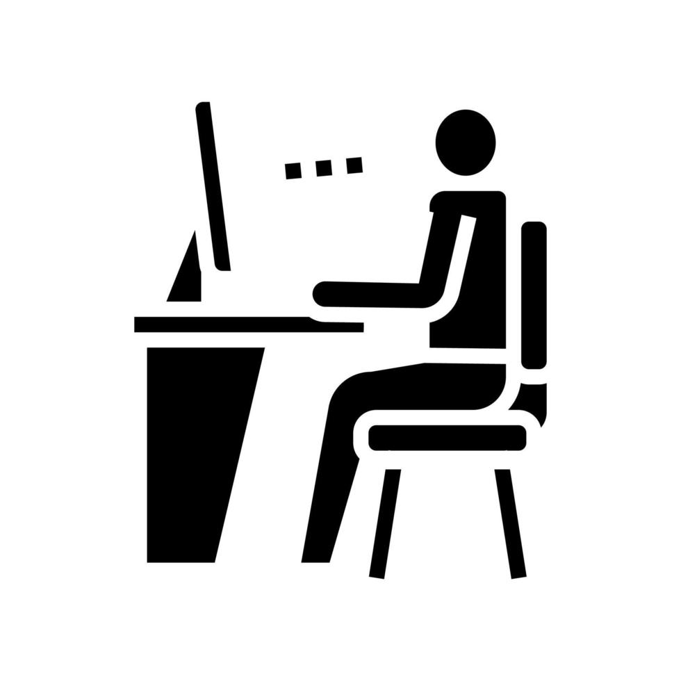 werknemer op zoek op computerscherm glyph pictogram vectorillustratie vector