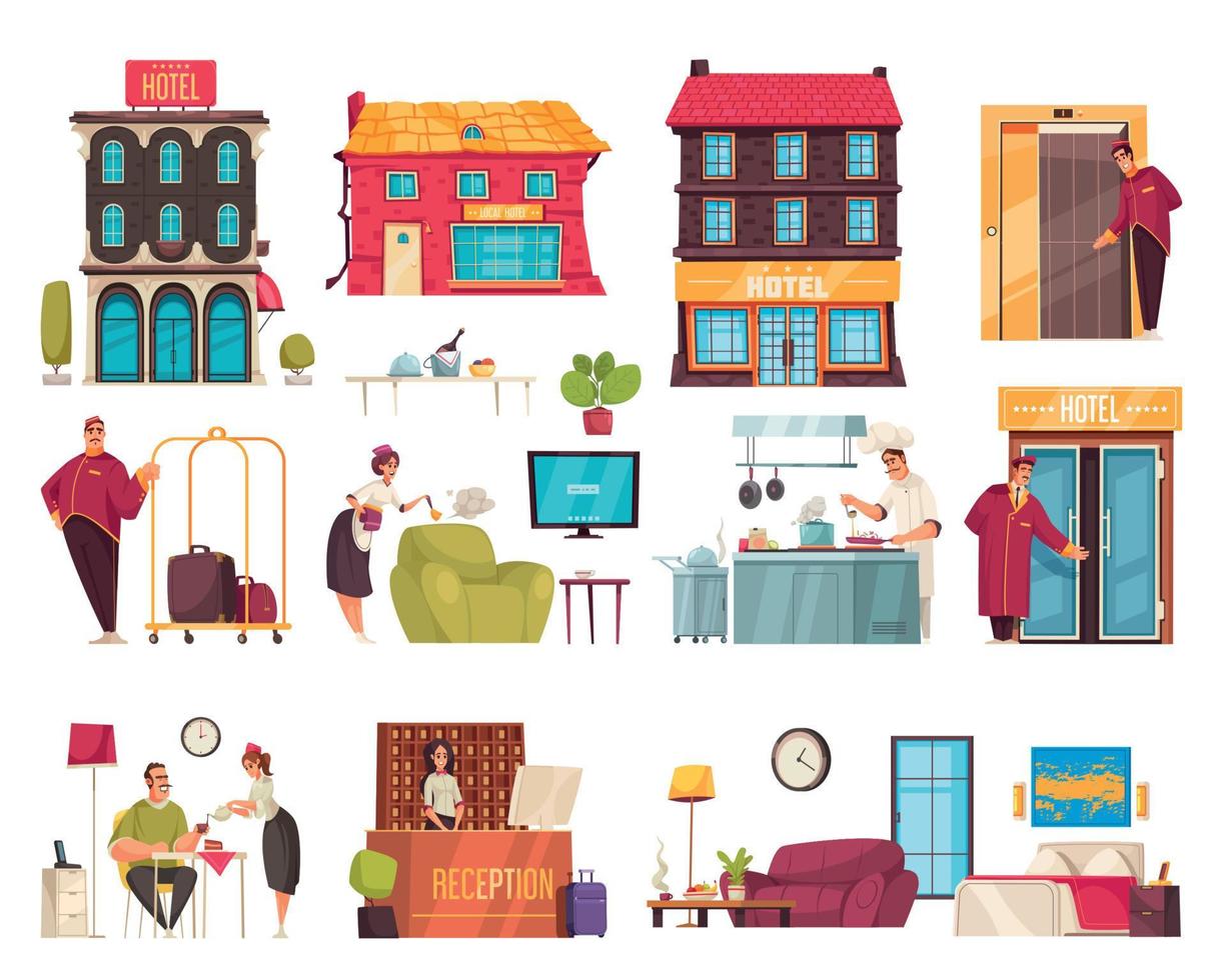 hotel flat set vector