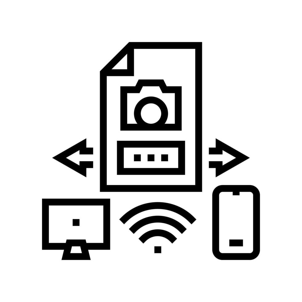 apparaten foto uitwisseling lijn pictogram vectorillustratie vector