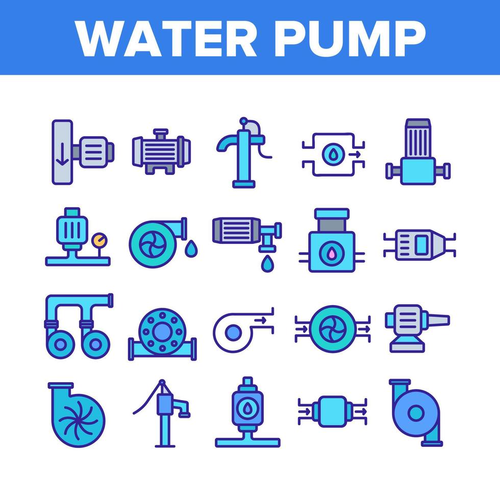 waterpomp apparatuur collectie iconen set vector