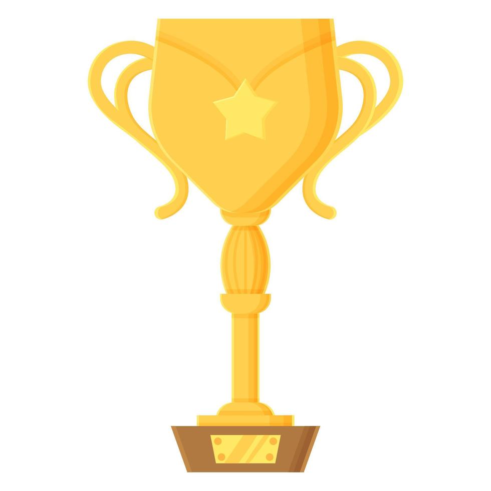 webcartoon winnaar beker object. gouden trofee met kroon. prijs, succes, competitie, prestatie, gefeliciteerd concept. voorraad vectorelement geïsoleerd op een witte achtergrond in vlakke stijl vector