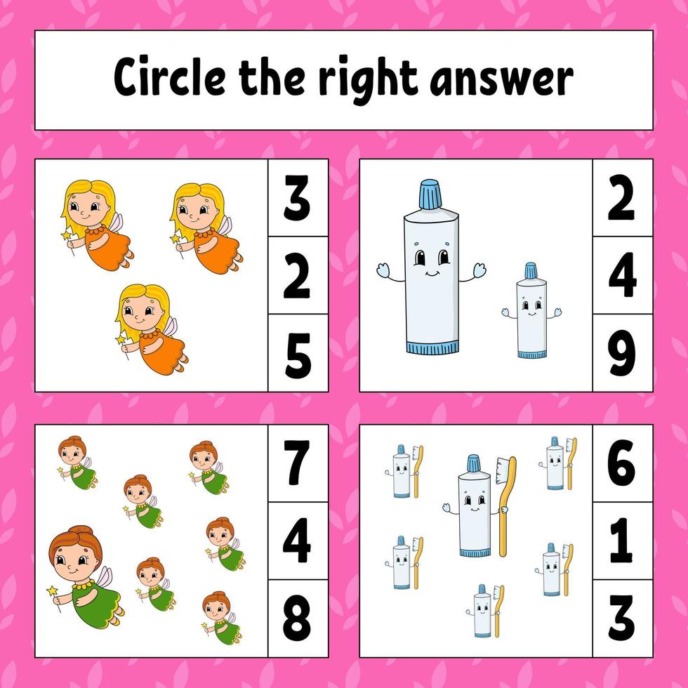 Omcirkel het juiste antwoord. onderwijs ontwikkelend werkblad. activiteitenpagina met afbeeldingen. spel voor kinderen. kleur geïsoleerde vectorillustratie. grappig karakter. cartoon stijl. vector