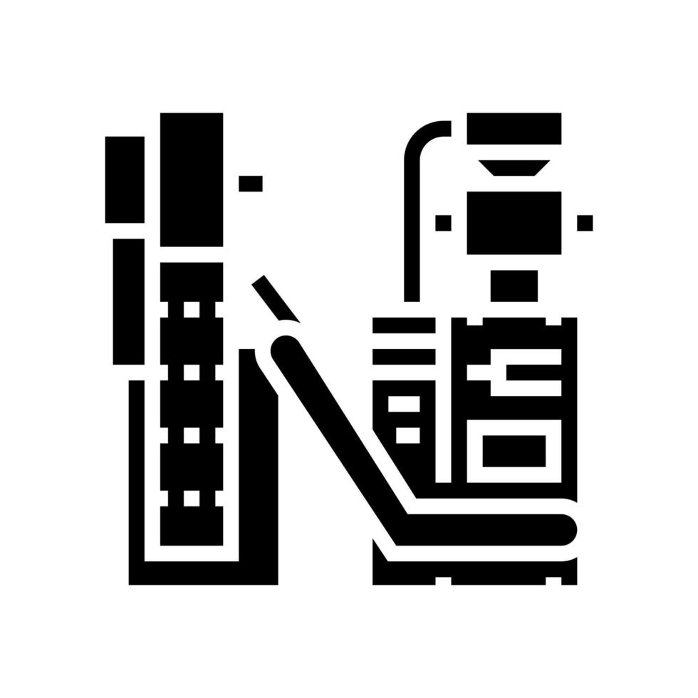 verpakking thee fabriek machine glyph pictogram vectorillustratie vector